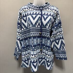 VTG Southwestern Motif Fleece Pullover Womens 18 20 High Neck Aztec Tribal 90s